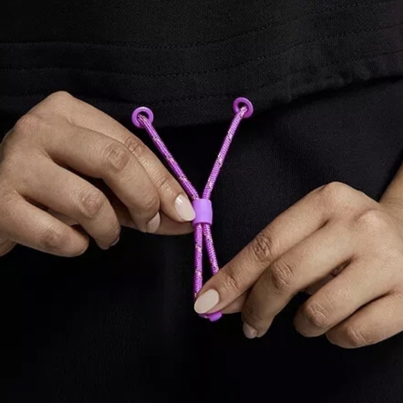 Nike Icon Clash Cropped Tee Size Large Cropped Black Shirt w/ Drawstring Waist - Picture 4 of 8